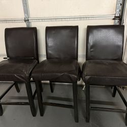 3 Dark Brown Chairs -fair Condition 