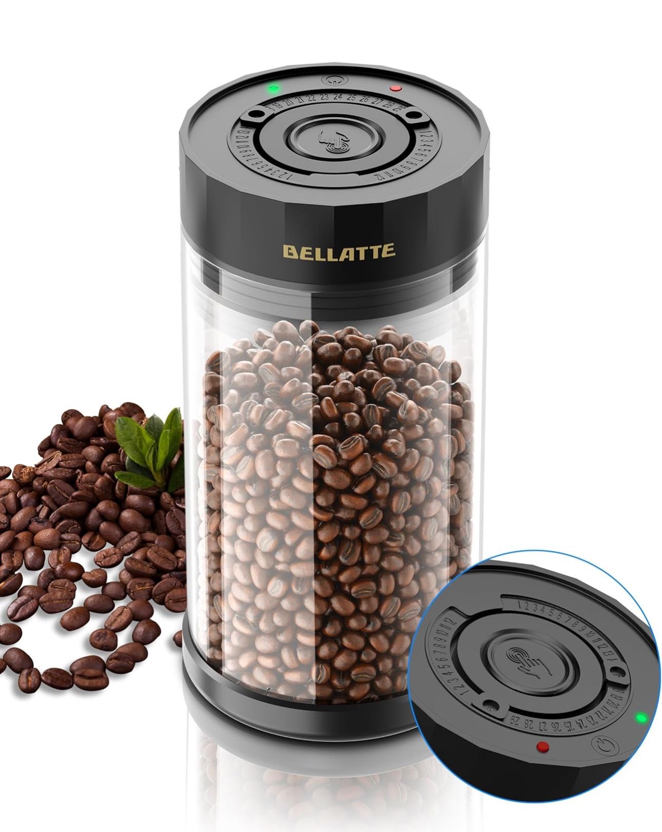 BRAND NEW 1.2L Vacuum Coffee Containers with Auto Vacuum Lid & Date Tracker, Dishwasher Safe