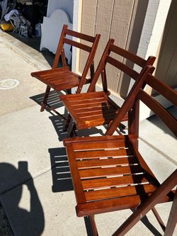 Wooden Folding Chairs Set of 3