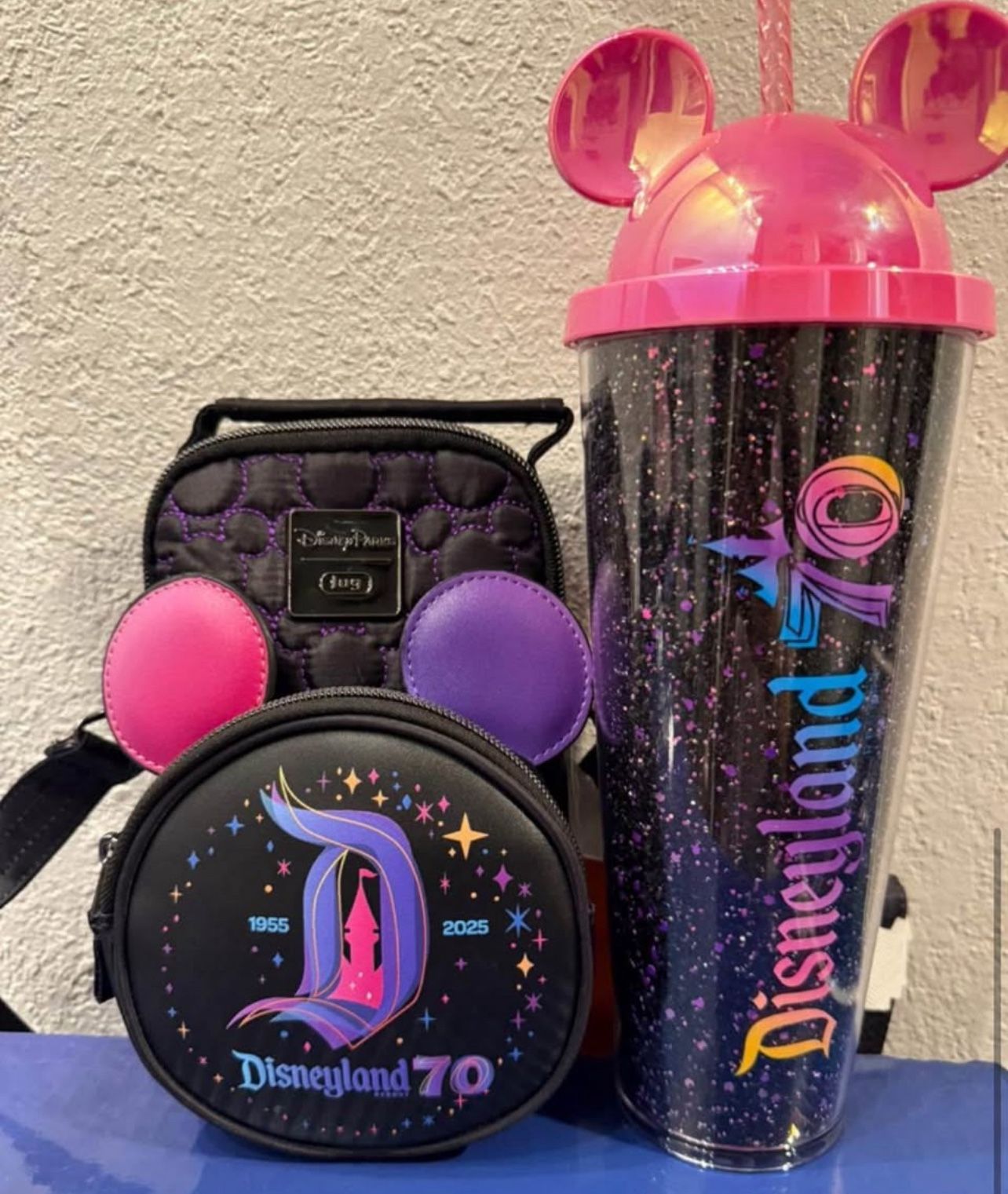 Disneyland resort 70th Aniversary Starbucks Cup & Lug Crossbody Bag.