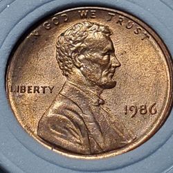 CB40SX00 MASSIVE OBVERSE DIE CRACK ON HIGHER GRADE 1986 LINCOLN MEMORIAL CENT