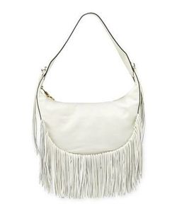 Gorgeous Designer White Leather Fringe tote