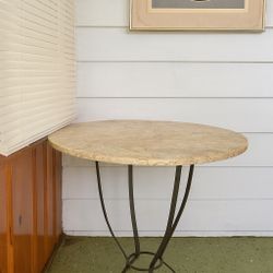 Round Stone Patio Table with Metal Base – Great Condition. $100 OBO