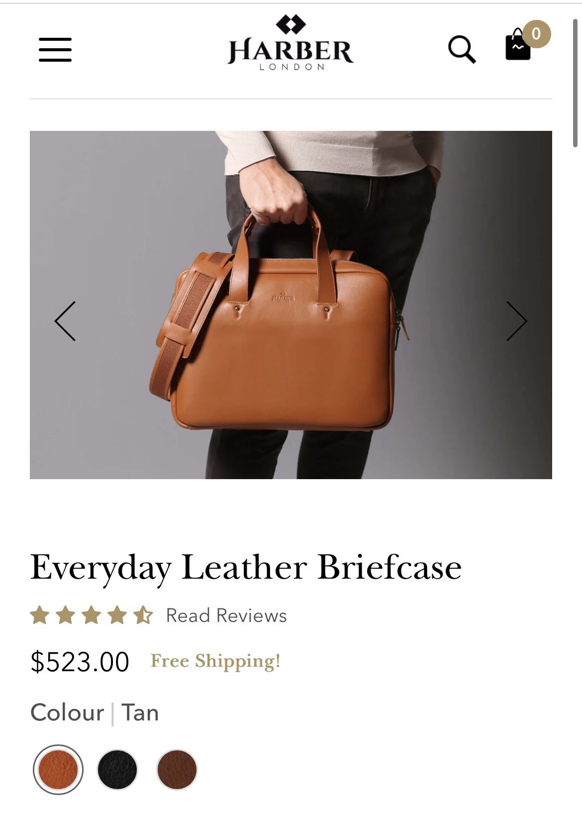 Designer Tan Leather Briefcase Harber London