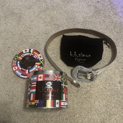 white bb simon studded belt