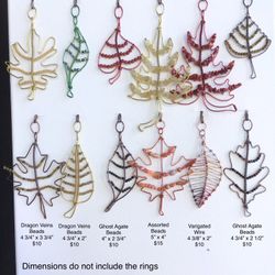 Fall Leaves, hand crafted wire Art and bead art, ornaments, see pic for prices