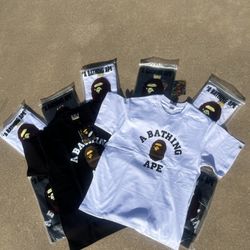 BAPE COLLEGE TEE BLACK AND WHITE