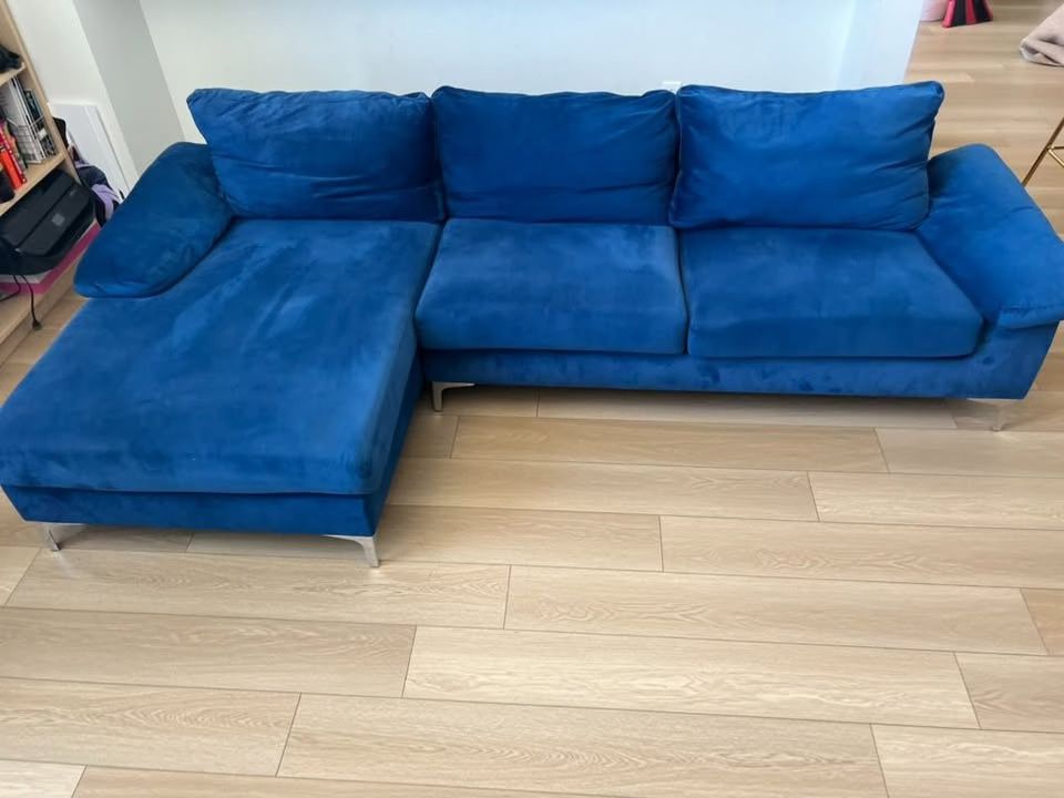 Blue Velvet Couch- MUST GO ASAP!
