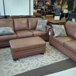 LEATHER SOFA AND LOVESEAT SET NEW 