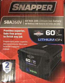 Brand New Snapper SBA260V/60 Volt 2Ah Lithium-ion Battery $50 for  Sale in Morrow, GA - OfferUp