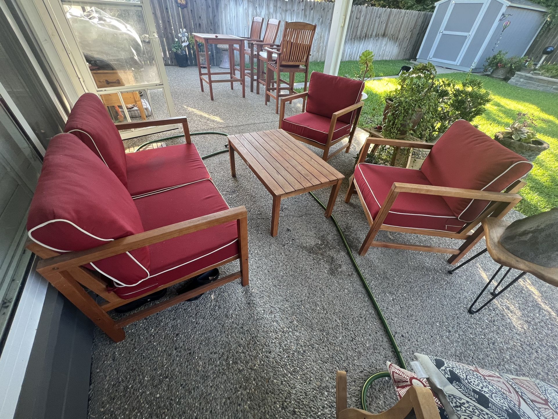 SAFAVIEH Outdoor Living Burbank Brown Acacia Wood 4piece Furniture Set