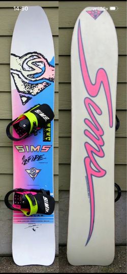Vintage 1988 Sims Chris Roach ½ Pipe 162.5 Freestyle snowboard w/Sims bindings