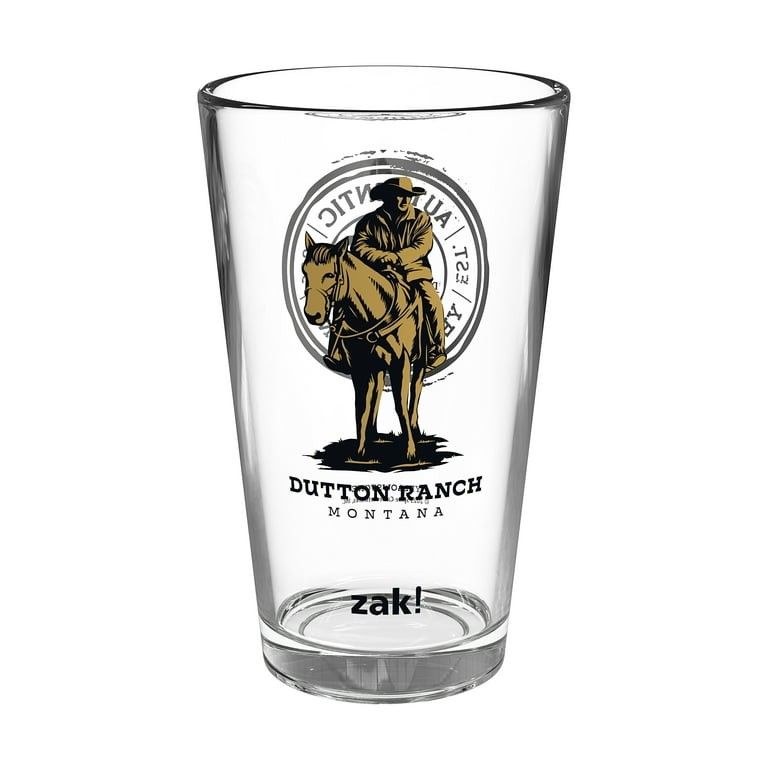 YELLOWSTONE 16OZ GLASS TUMBLER | CLEAR GLASS | ZAK DESIGNS | NEW UNUSED