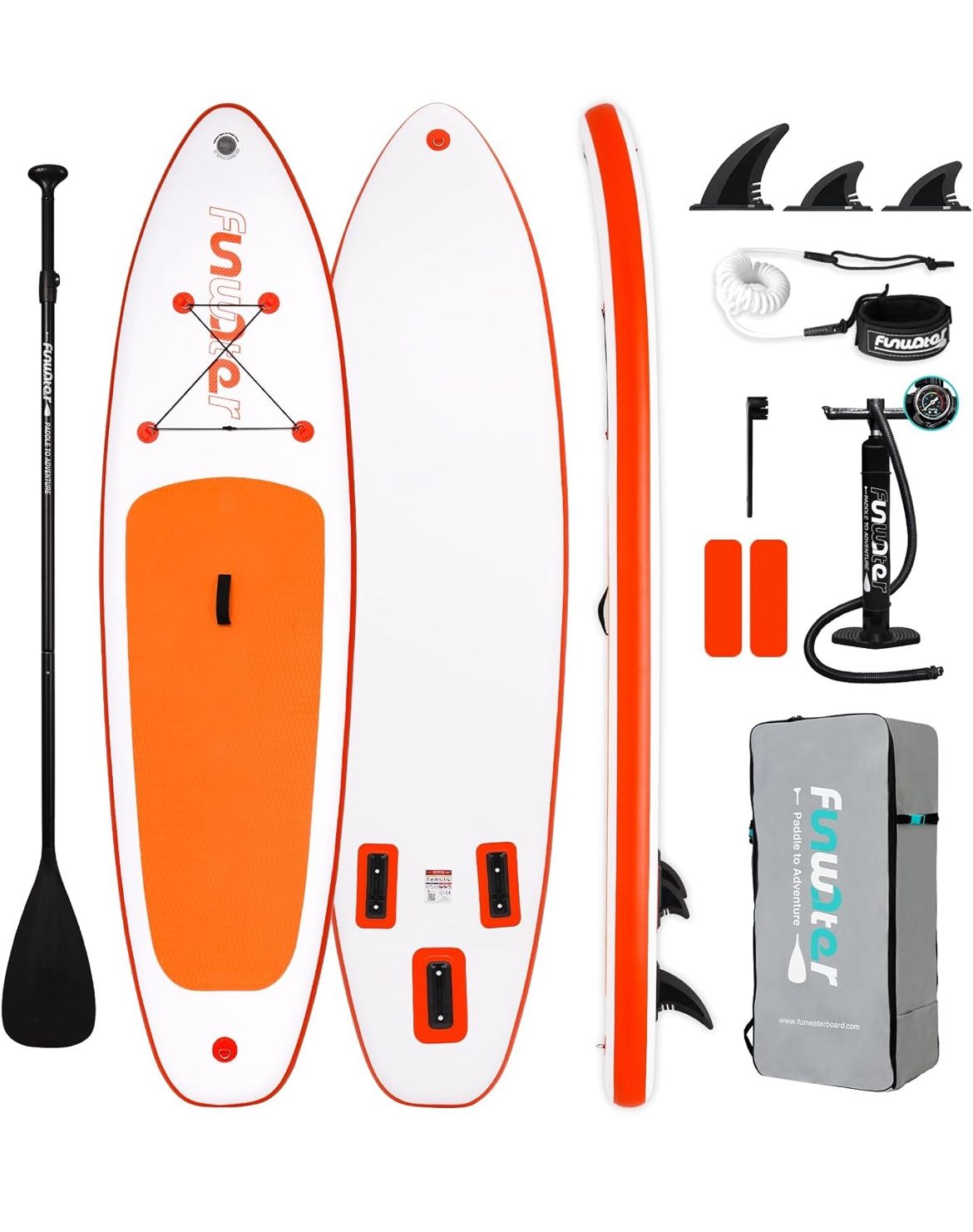 Brand New Inflatable Stand Up Paddle Board Bundle- Still Factory Sealed Orange