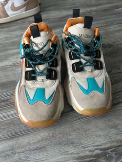 Cream/Teal/Orange Chunky Sneakers - Steve Madden Mazino sneakers.