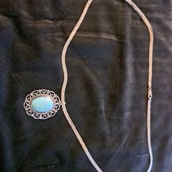 Silver And Turquoise Pendant 