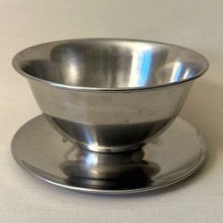 Stainless Steel Gravy Bowl With Attached Saucer