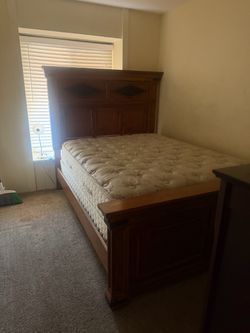 Queen Bed Frame with Headboard and Mattress