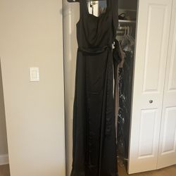 Revelry Stevie Satin Dress - Size 8, Black, Unworn