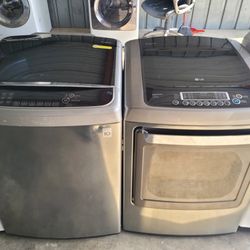 LG MEGA CAPACITY 5.8cu FT Top Load Washer And Gas Dryer Set 