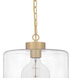 Quoizel Single Pendant Light Clear Hammered Glass In Gold Aged Brass
