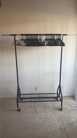 Black Clothing Rack w/ Wheels. Clothes Hangers Optional