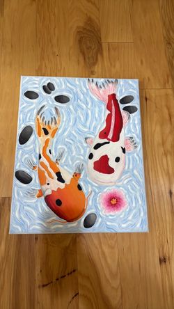 Koi Fish Acrylic Painting on Canvas