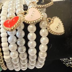  Pearl Bracelets With Love Charm