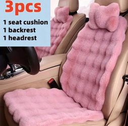 Pink Plush Car Seat Cover Set 3-Piece