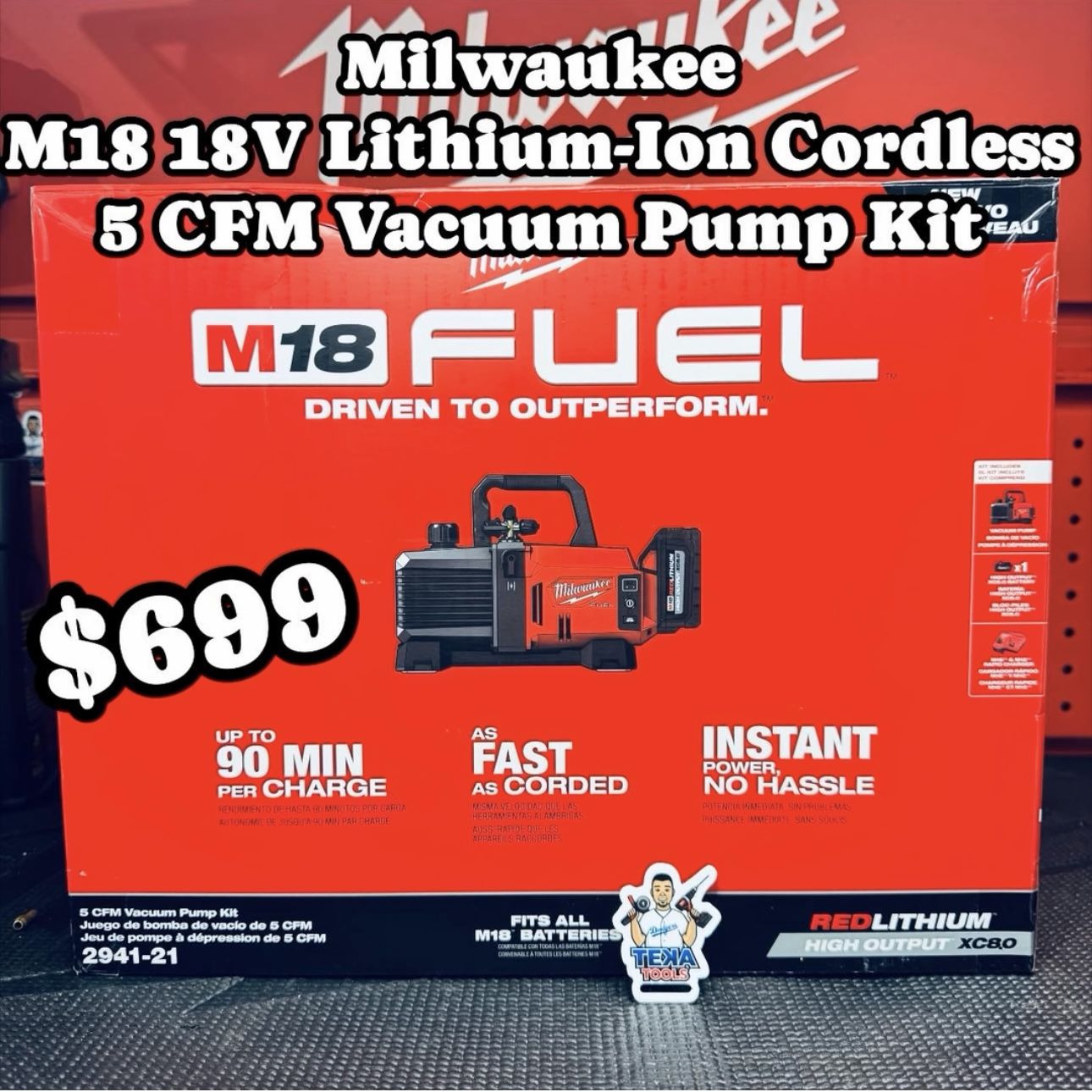 Milwaukee M18 18V Lithium-Ion Cordless 5 CFM Vacuum Pump Kit