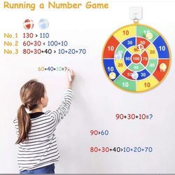 Toys Board Games, Double Sided Dart Board for Kids with 9 Sticky Balls