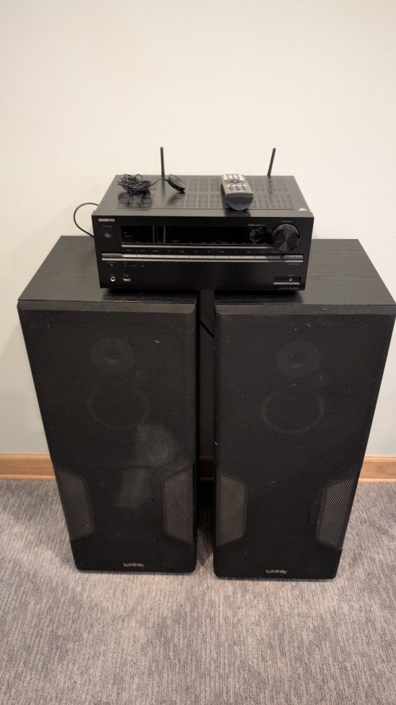 Infinity Studio Monitor 225 Floor Speakers With Onkyo TX-NR646 Receiver
