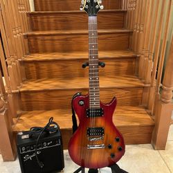 Silvertone Electric Guitar (Mint) W/ Fender Squier SP10 Guitar Amp 