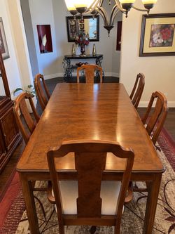 Traditional Wood Dining Set with Chairs & China Cabinet