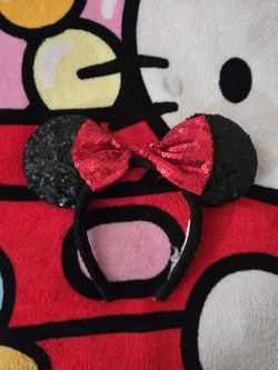 Disney Sequined Headband Red Bow Black Ears