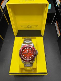 Invicta Men's 43mm  Pro Diver Quartz RED DIAL Silver Tone Stainess Steel Watch