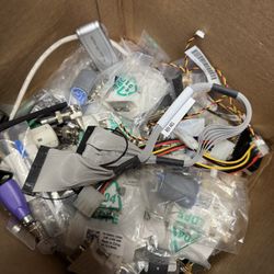 8 Lb Box Of Mixed Electronics, Cables, Adapters, Splitters, Ribbon Cables Etc…