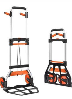 New!!! Hand truck 340lb capacity Aluminum Folding with Swivel Handle, Heavy Duty Utility Dolly Foldable Trolley with Elastic Cord, 7 Inch Wheels