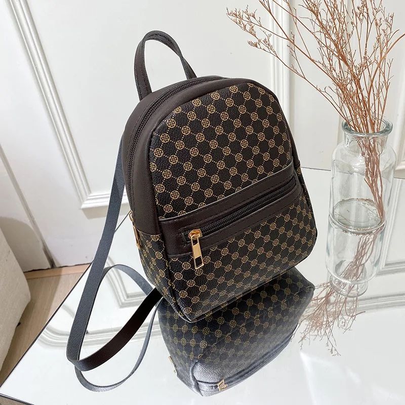 Casual Women Mini Brown Patterned Pu Leather Backpack 