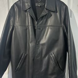 Men’s J Crew 100% Leather Coat In A Size Medium 
