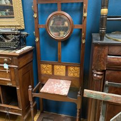 Antique  Hall Tree Marble Umbrella Stand 