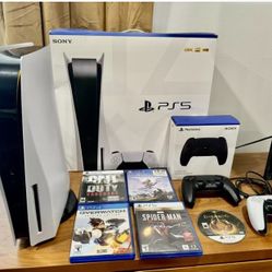 Playstation 5 Disk Edition Bundle With 5 Games And 2 Controllers