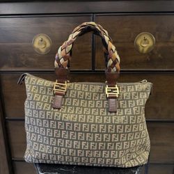 AUTHENTIC Fendi Zucchino Braided Tote Bag