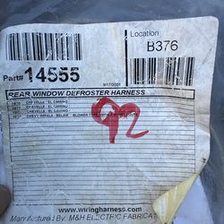 1970–1976 Chevy Rear Window Defroster Wiring Harness – Chevelle / El Camino / Impala