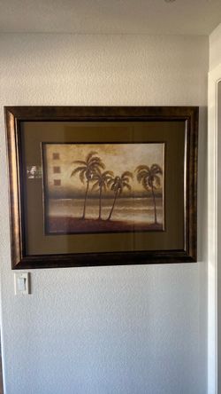 Framed Palm Tree Beach Art Print