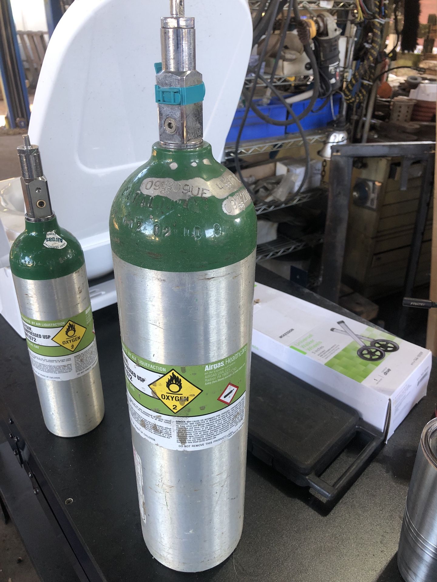 Oxygen Bottles And Rolling Cart