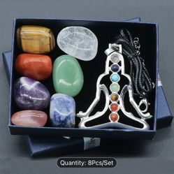 Buy1get1  8pc Set Natural Crystal Stones, Chakra Spiritual Stones For Meditation, Room