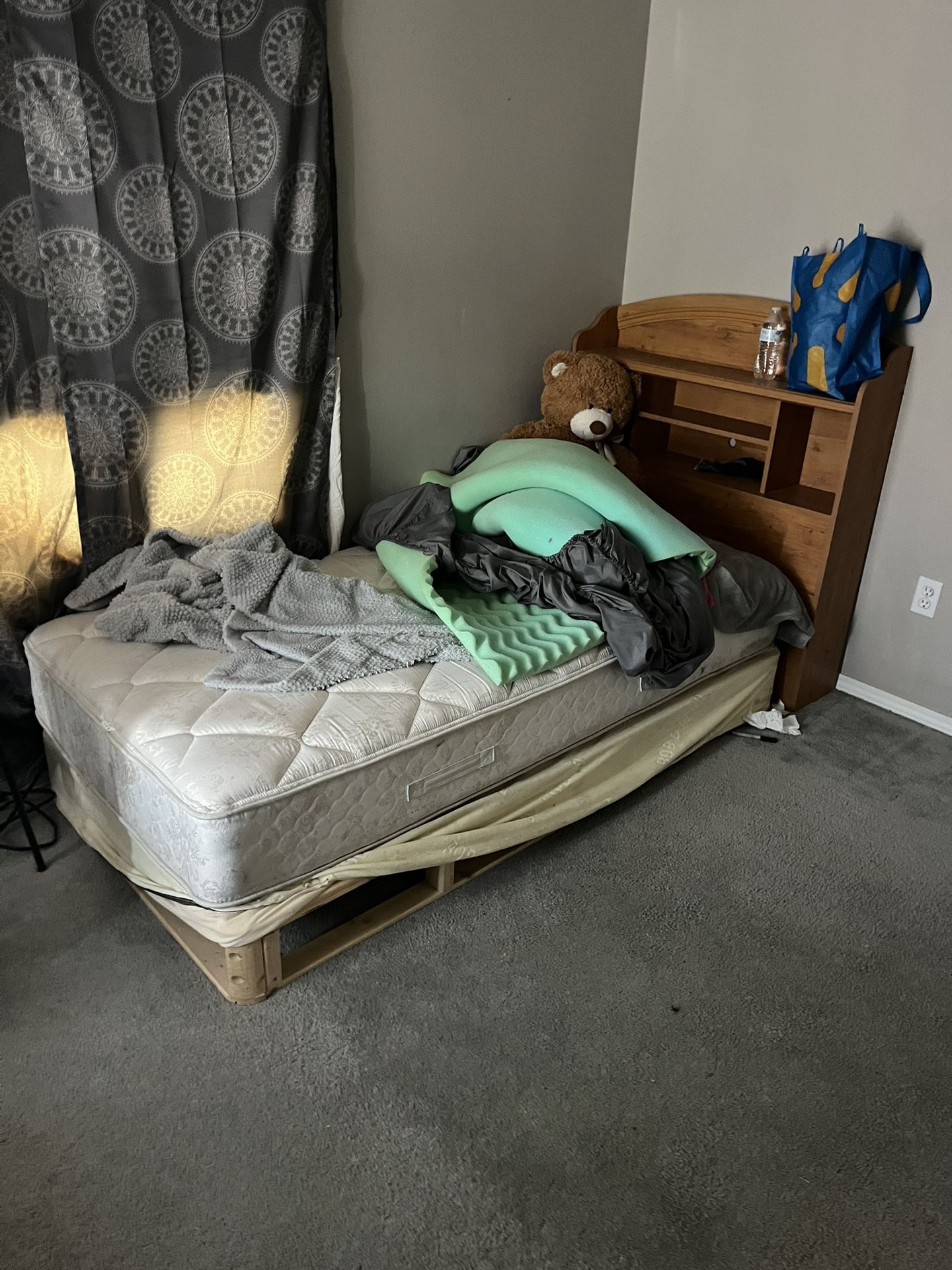 Single Bed With Headboard Box spring And Mattress