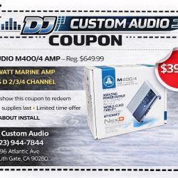 JL Audio M400/4 Marine Water Resistant 4 Channel Speaker System Amplifier 800 Watts 🚨 Payment Options Available 🚨 No Credit Needed 🚨 