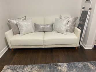 White Leather futon Sofa